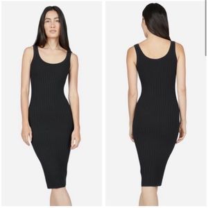 Everlane The E2 Black Ribbed Minimal Minimalist Tank Dress